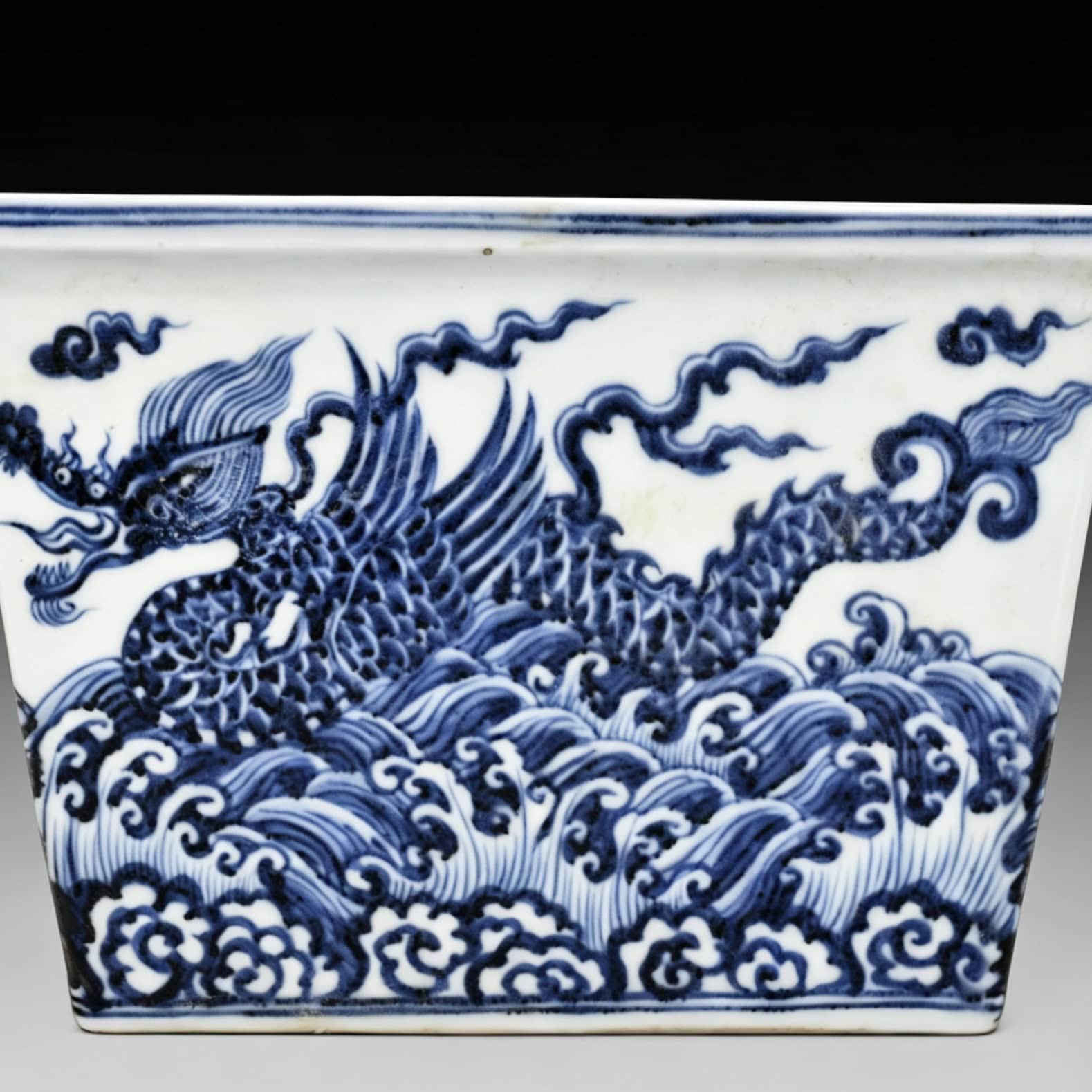 Ming Dynasty Xuande blue and white seawater basin