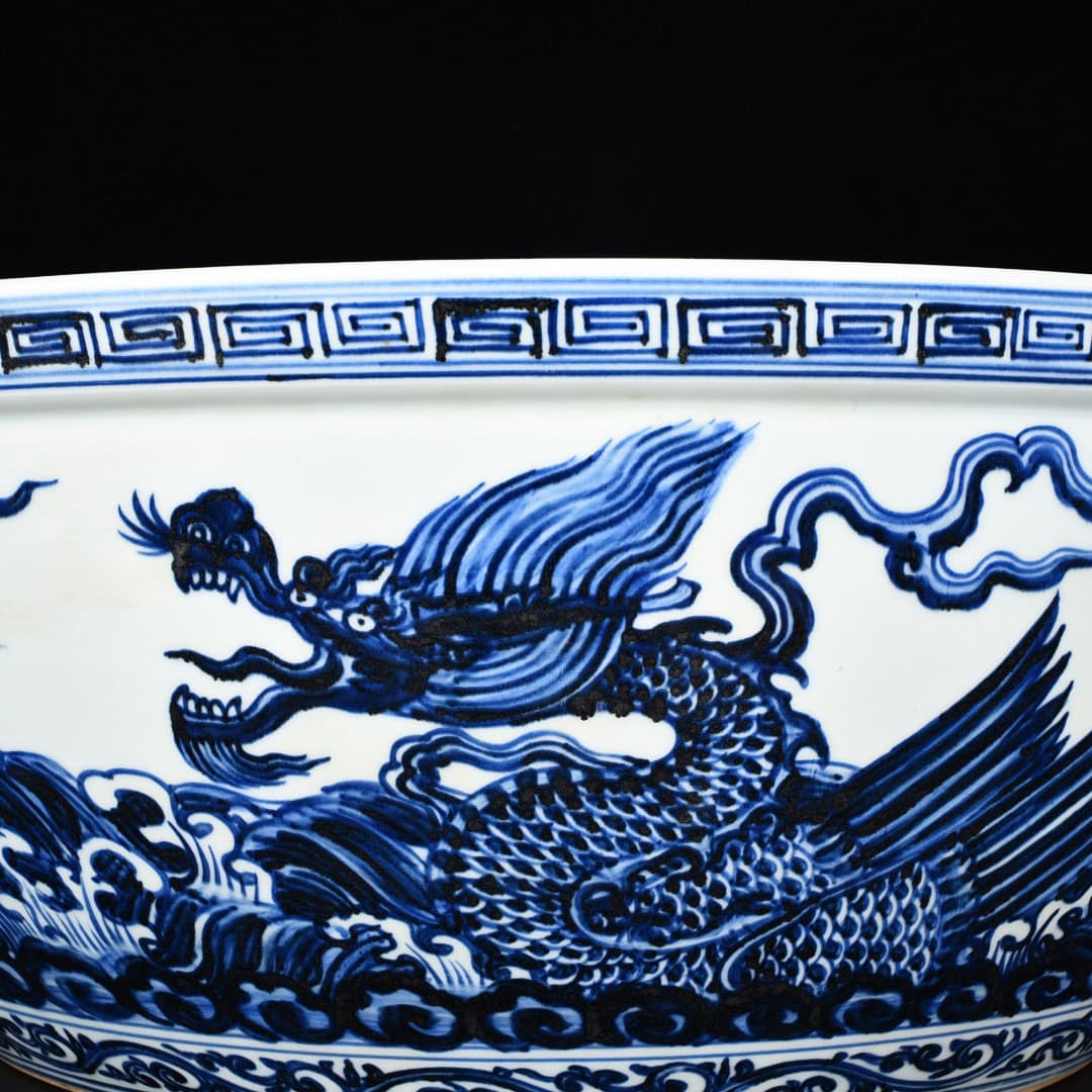Ming Dynasty Xuande blue and white seawater basin