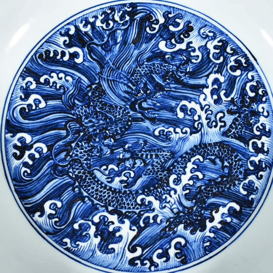 Ming Dynasty Xuande blue and white seawater basin