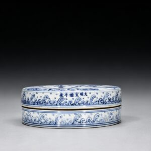 Ming dynasty Xuande blue and white zodiac bead box