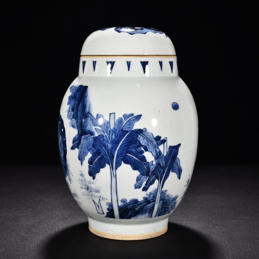 Ming Dynasty Chongzhen banana leaf pattern lid jar