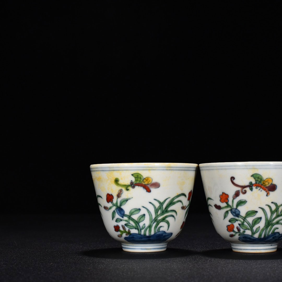 Ming Dynasty Cheng Hua Doucai cup with purple butterfly