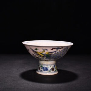 Ming Dynasty Chenghua red body bowl with colorful purple peacock pattern