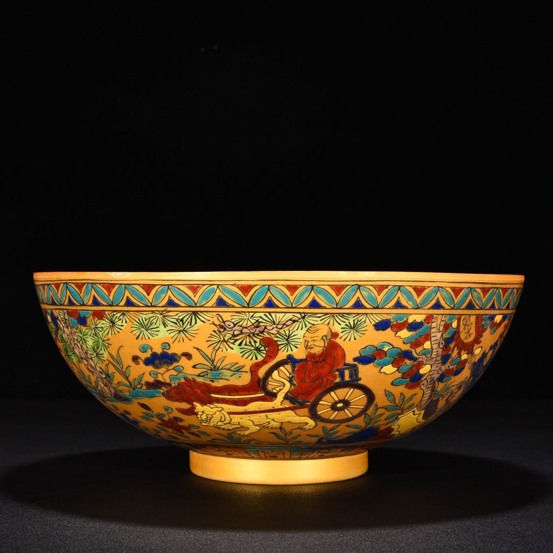 Ming Dynasty Chenghua Jindi colorful ghost valley bowl