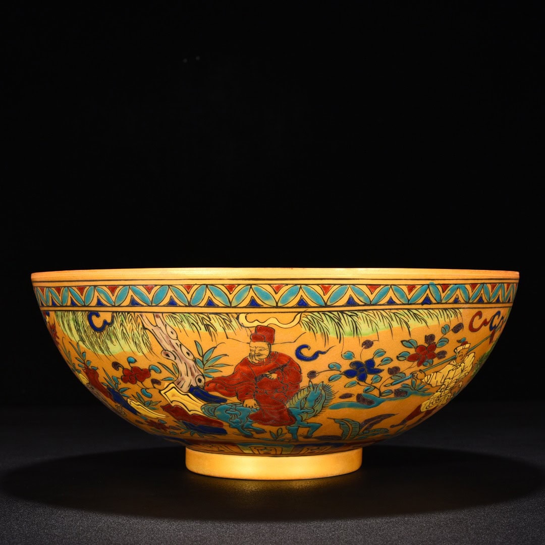 Ming Dynasty Chenghua Jindi colorful ghost valley bowl