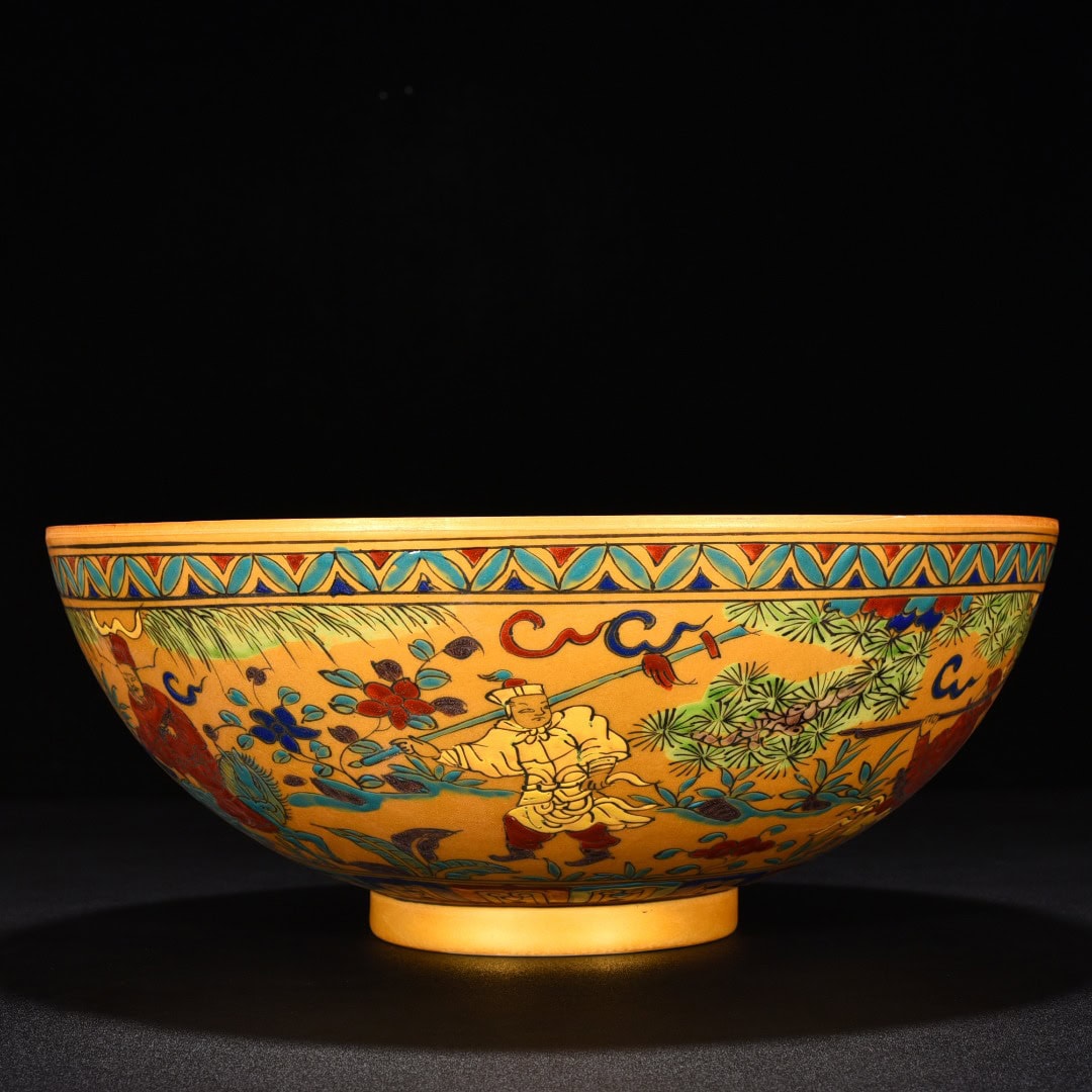 Ming Dynasty Chenghua Jindi colorful ghost valley bowl
