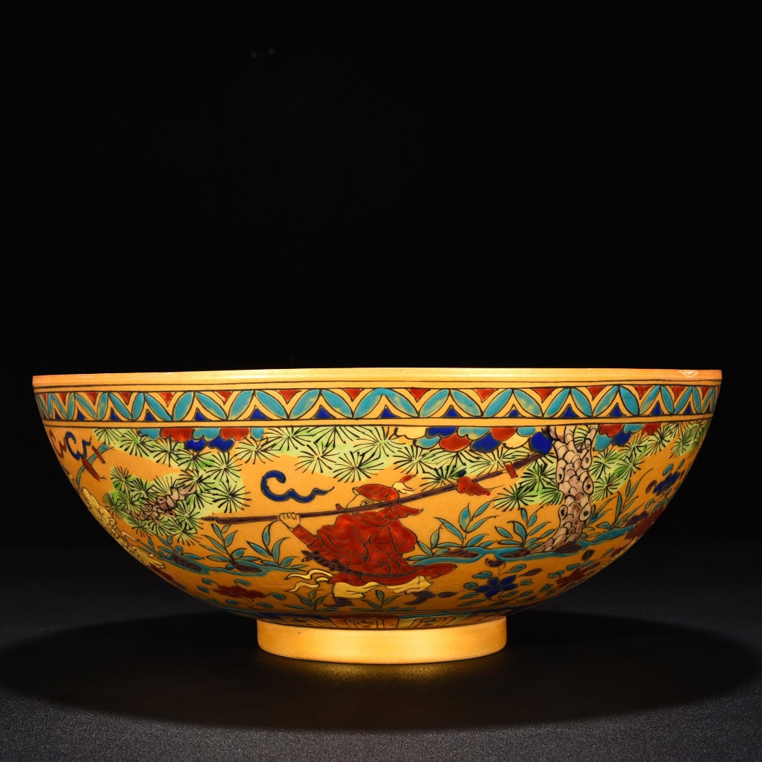 Ming Dynasty Chenghua Jindi colorful ghost valley bowl