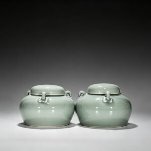 Ming Dynasty Yongle bean green glaze covered jar