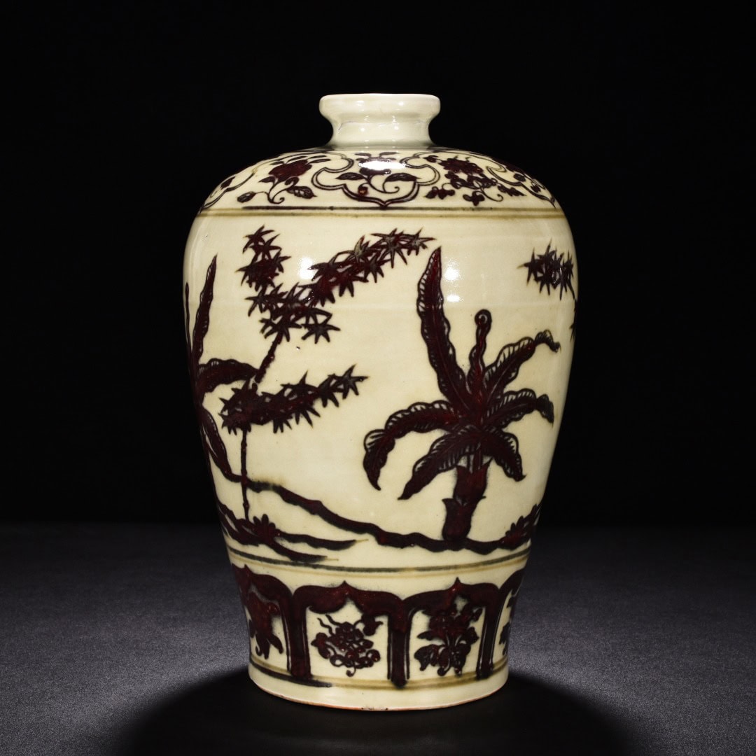Ming Dynasty Yongle underglaze red bamboo plum vase