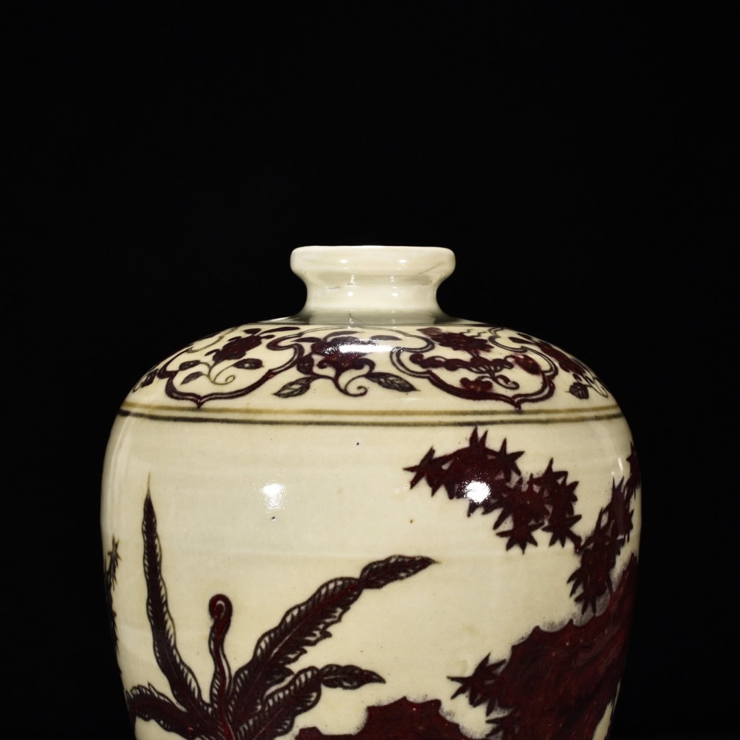 Ming Dynasty Yongle underglaze red bamboo plum vase