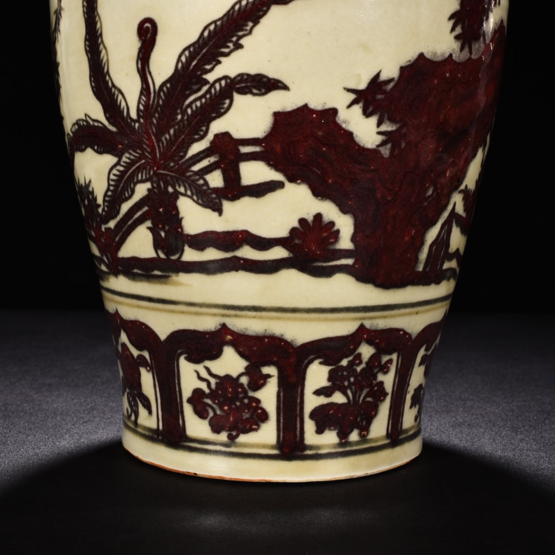 Ming Dynasty Yongle underglaze red bamboo plum vase