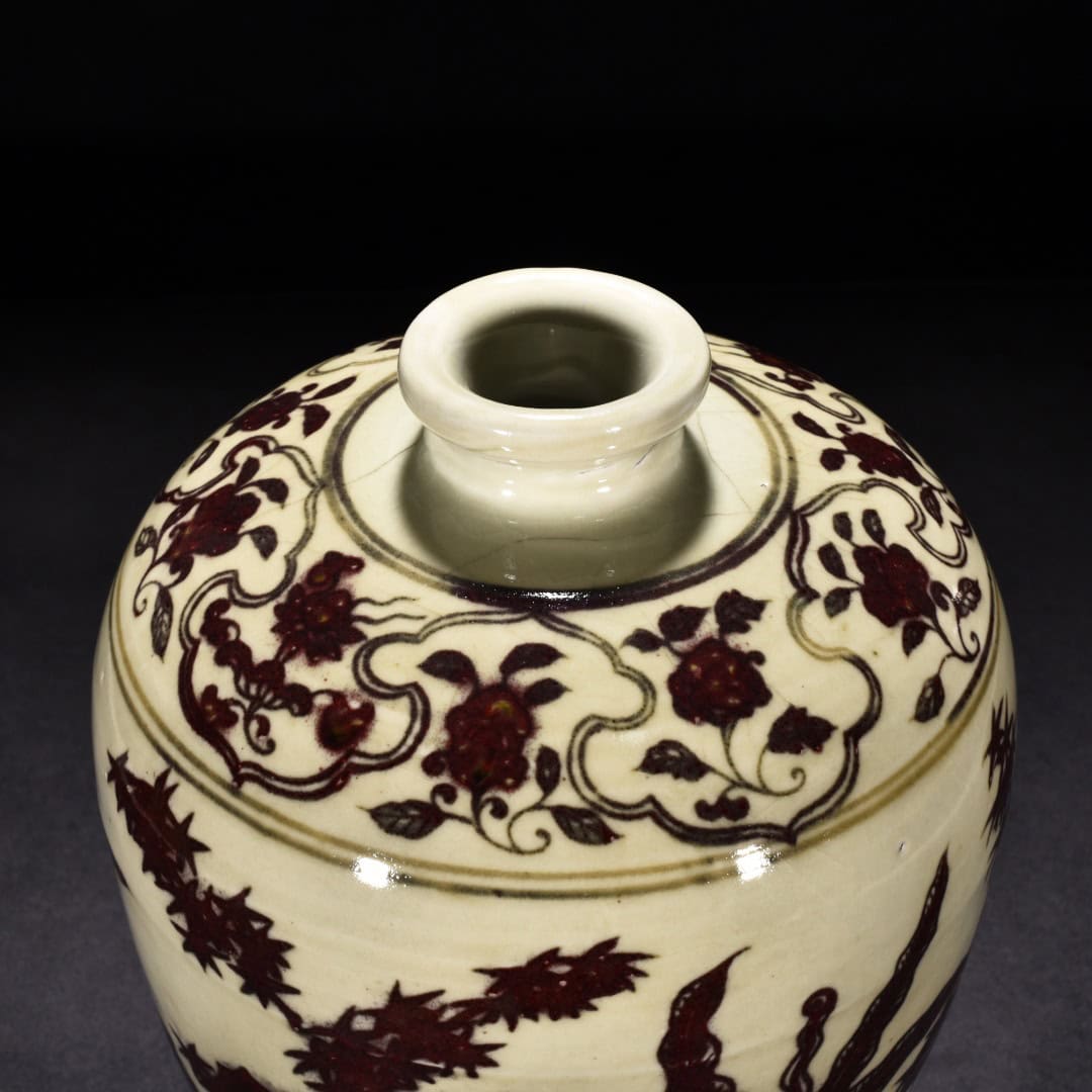 Ming Dynasty Yongle underglaze red bamboo plum vase