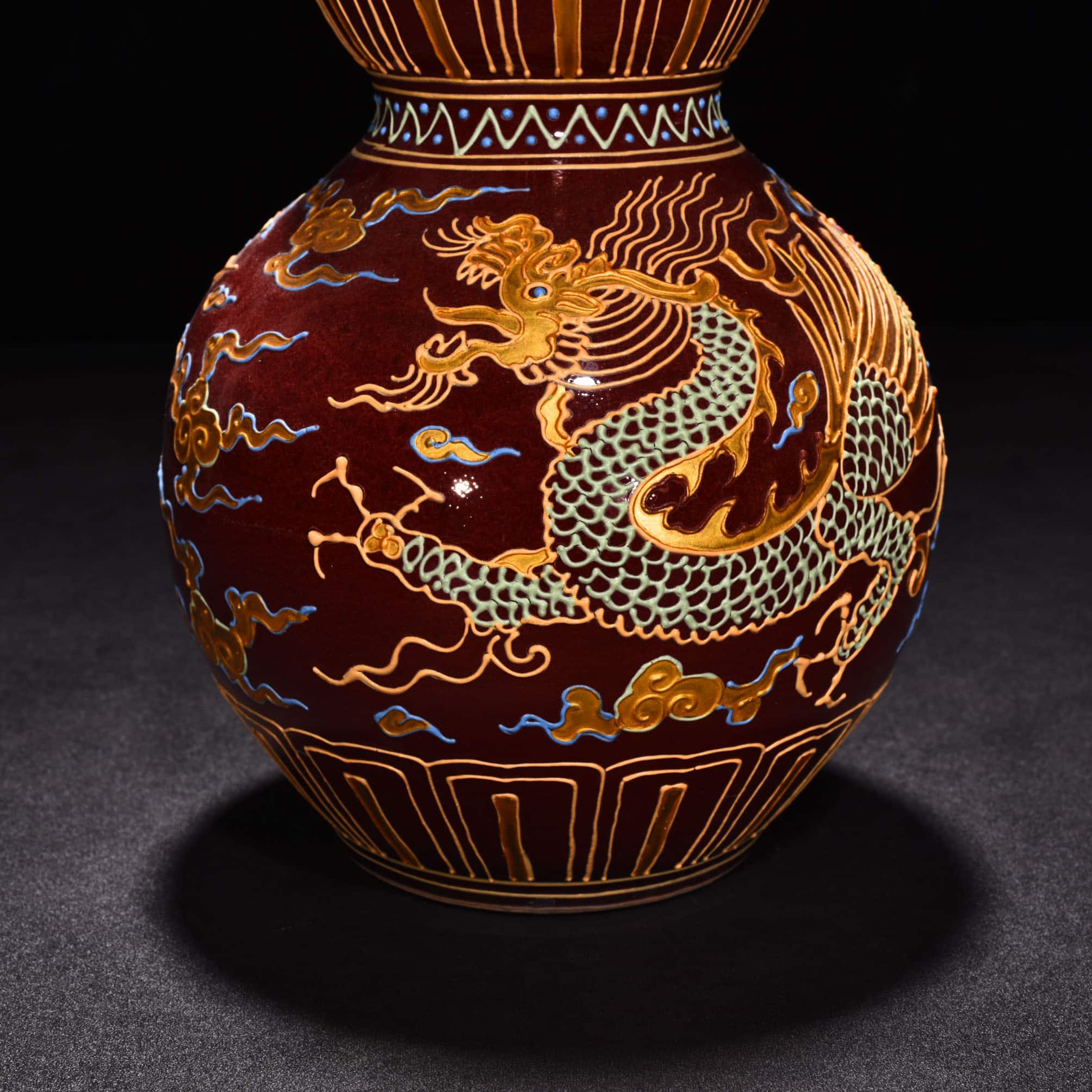 Ming Dynasty Yongle Ji red enamel gourd vase