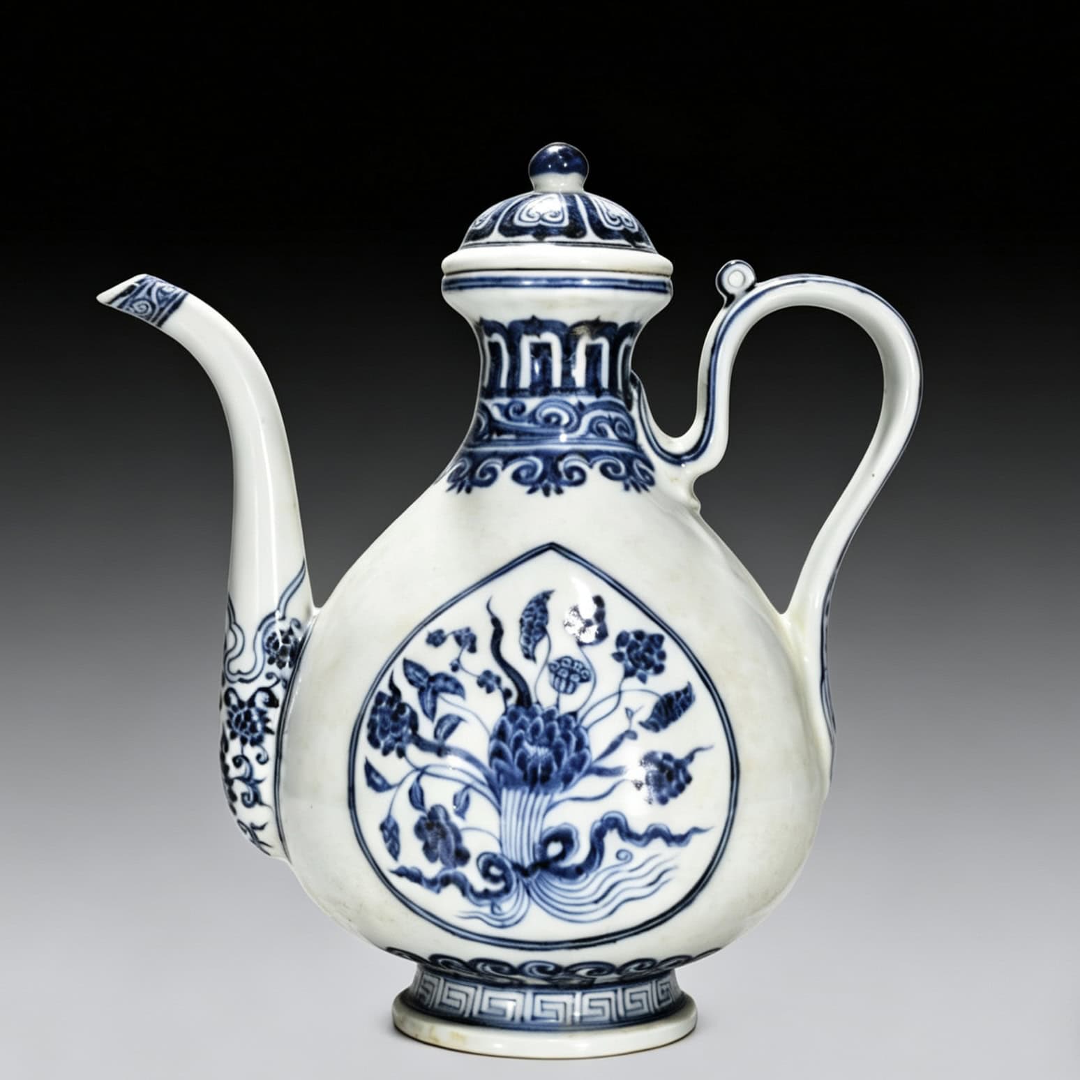 Ming Dynasty Yongle blue and white lotus teapot