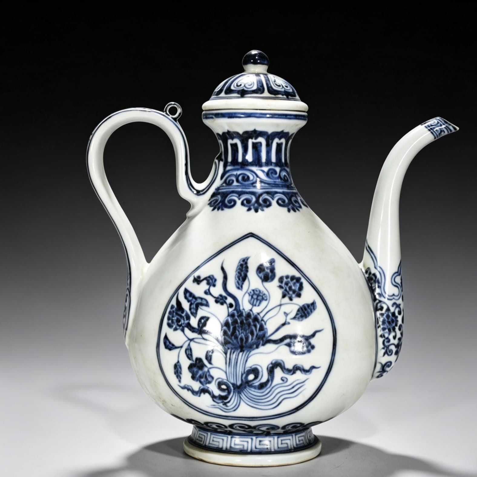 Ming Dynasty Yongle blue and white lotus teapot