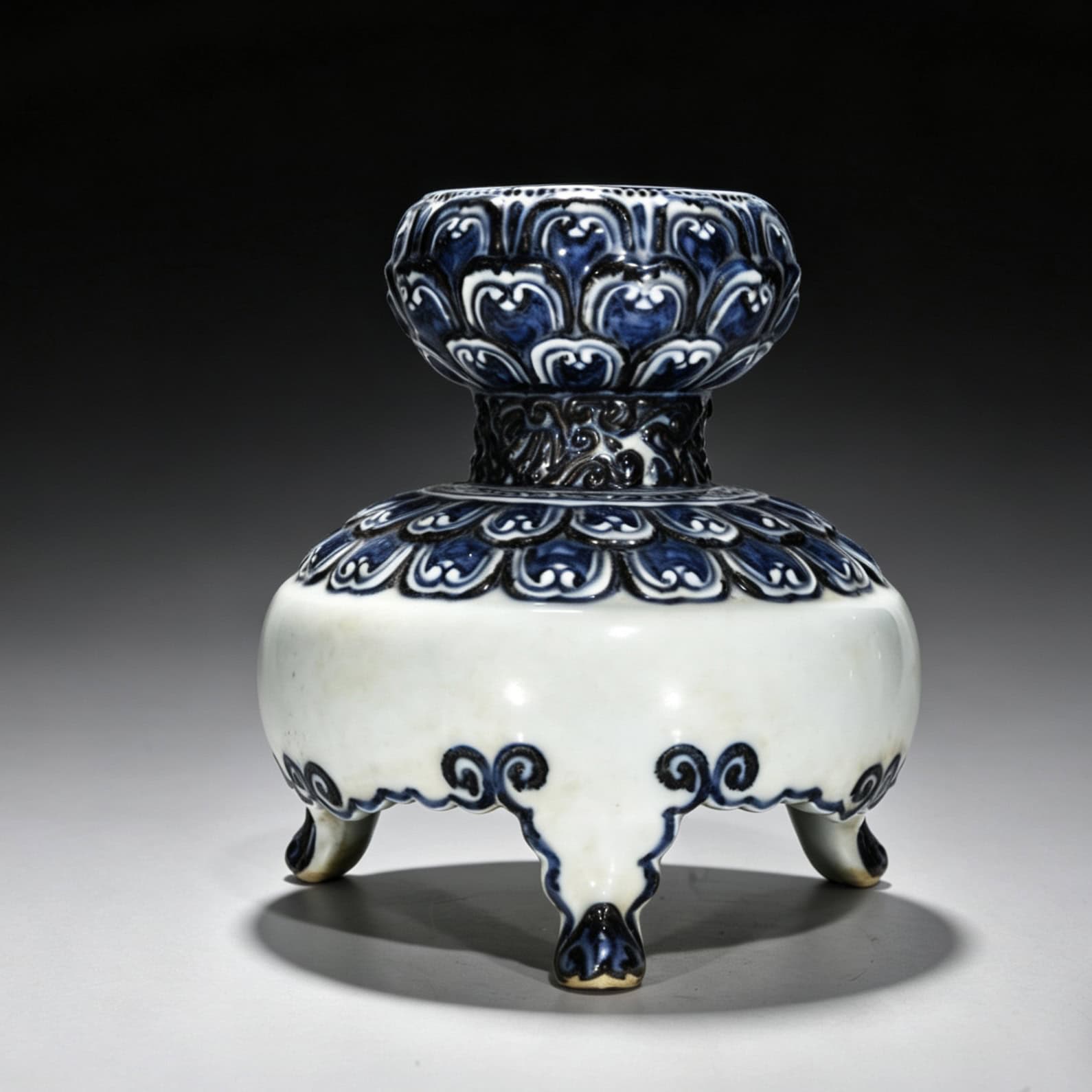 Ming Dynasty Yongle blue and white Sanskri Buddha oil lamp