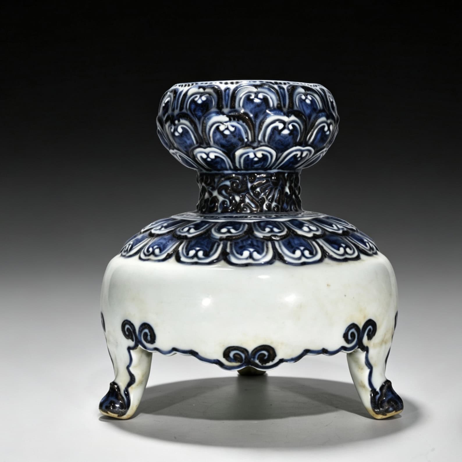 Ming Dynasty Yongle blue and white Sanskri Buddha oil lamp