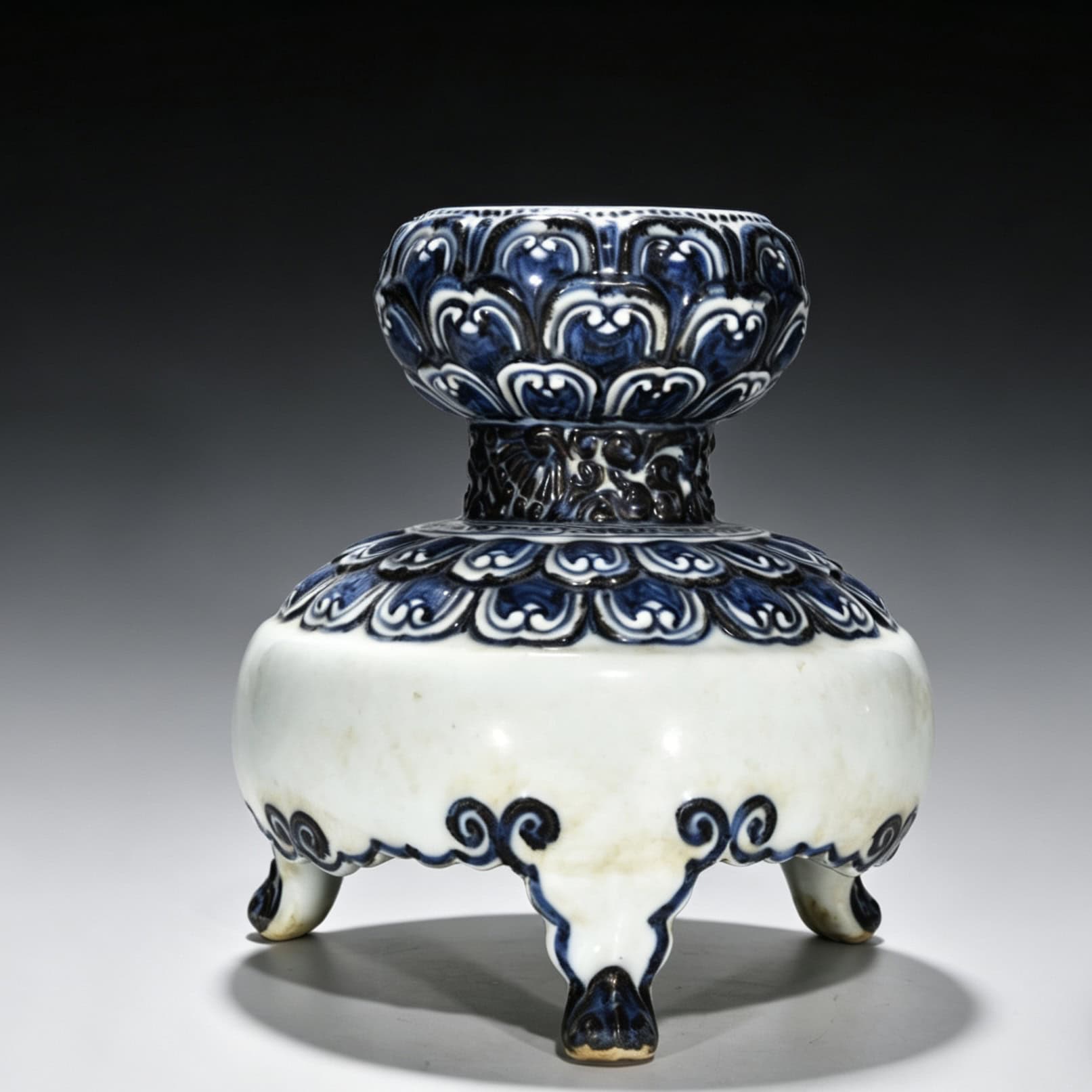 Ming Dynasty Yongle blue and white Sanskri Buddha oil lamp
