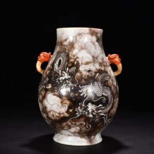 Qing Dynasty Qianlong ink color dragon pattern ear statue