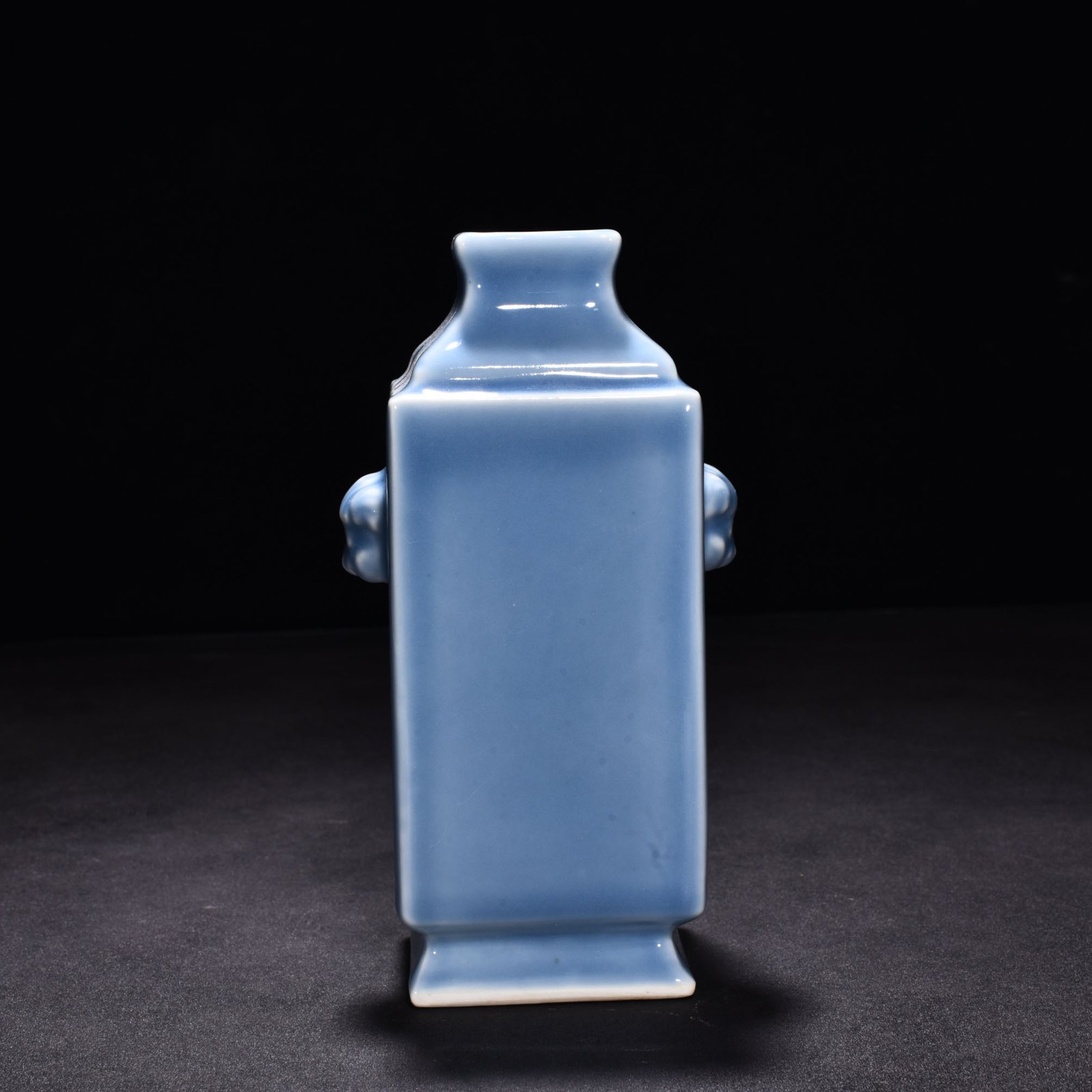 Qing Dynasty Qianlong sky blue glaze square vase