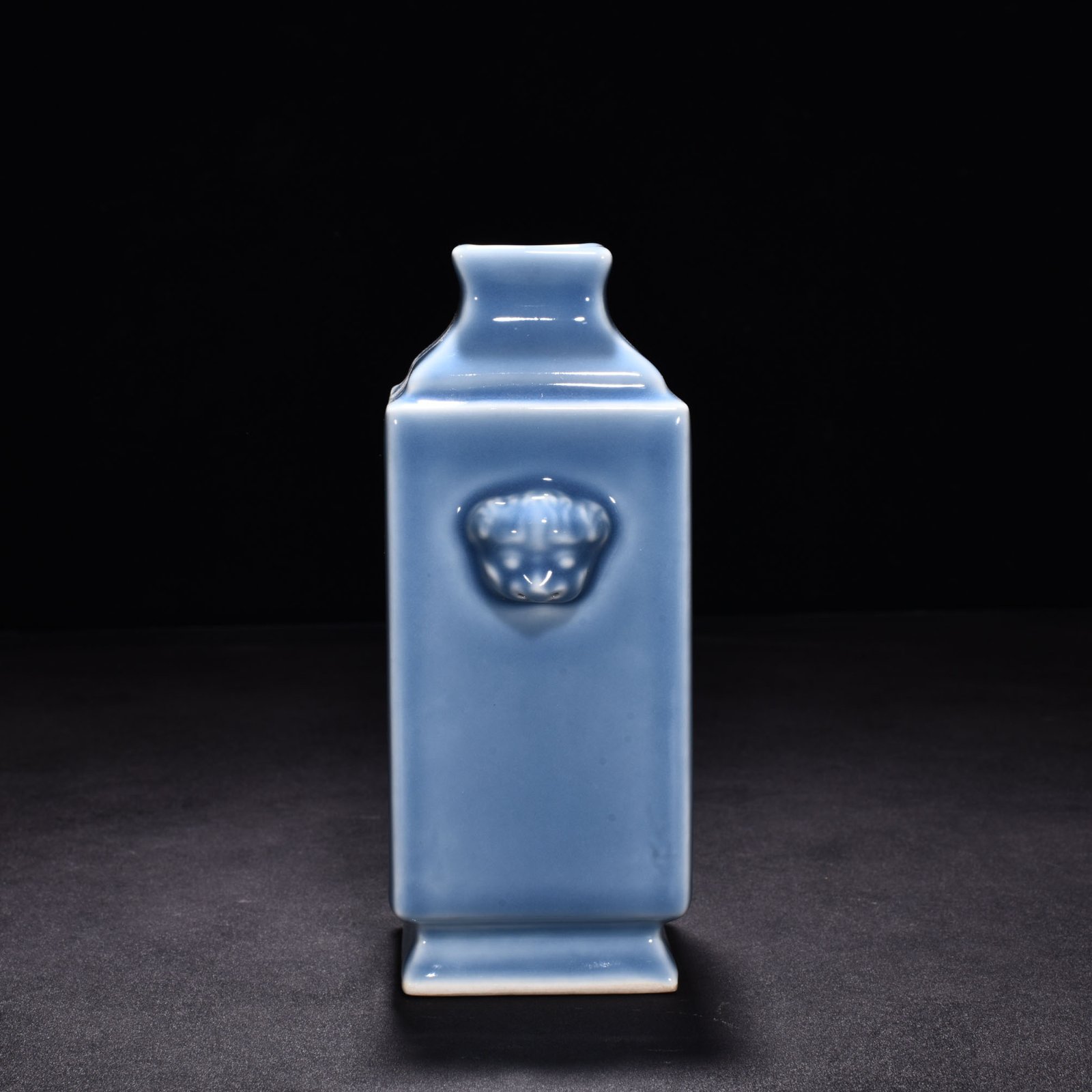 Qing Dynasty Qianlong sky blue glaze square vase