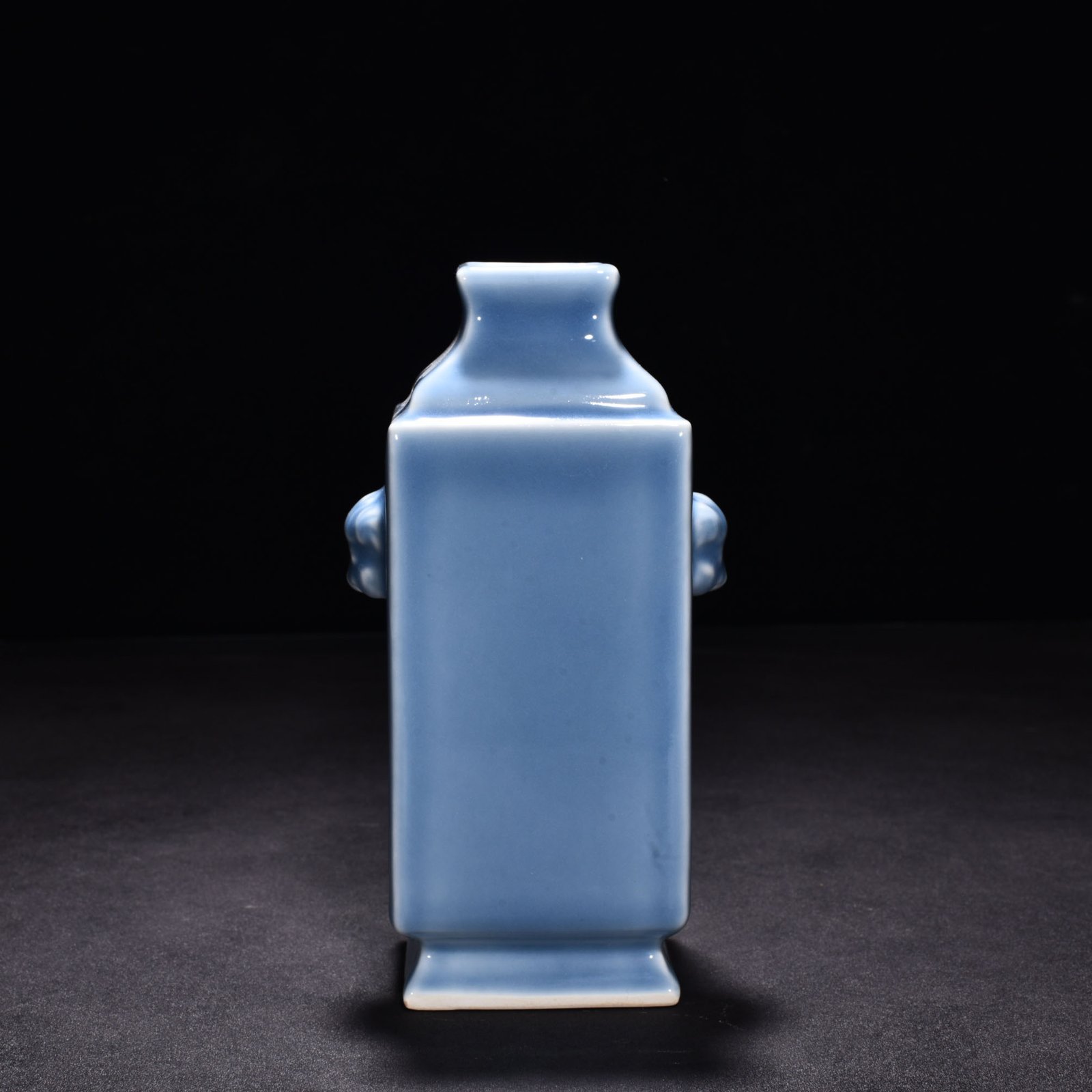 Qing Dynasty Qianlong sky blue glaze square vase