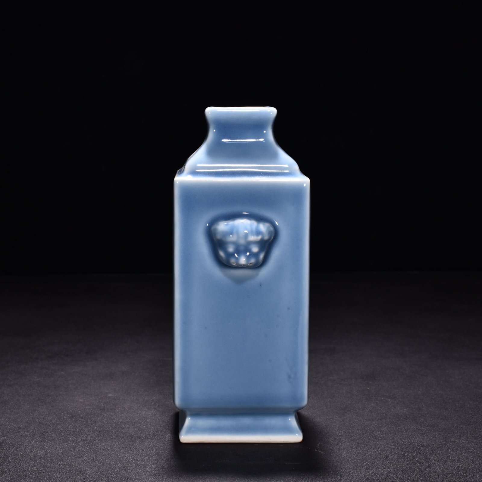 Qing Dynasty Qianlong sky blue glaze square vase