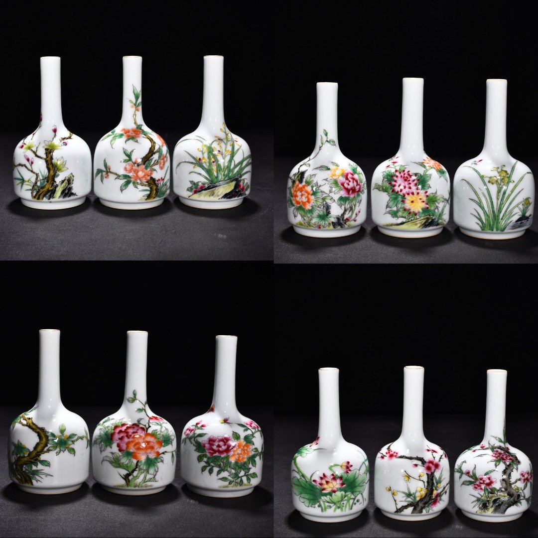 Qing Dynasty Qianlong enamel twelve flower gods rattle statue