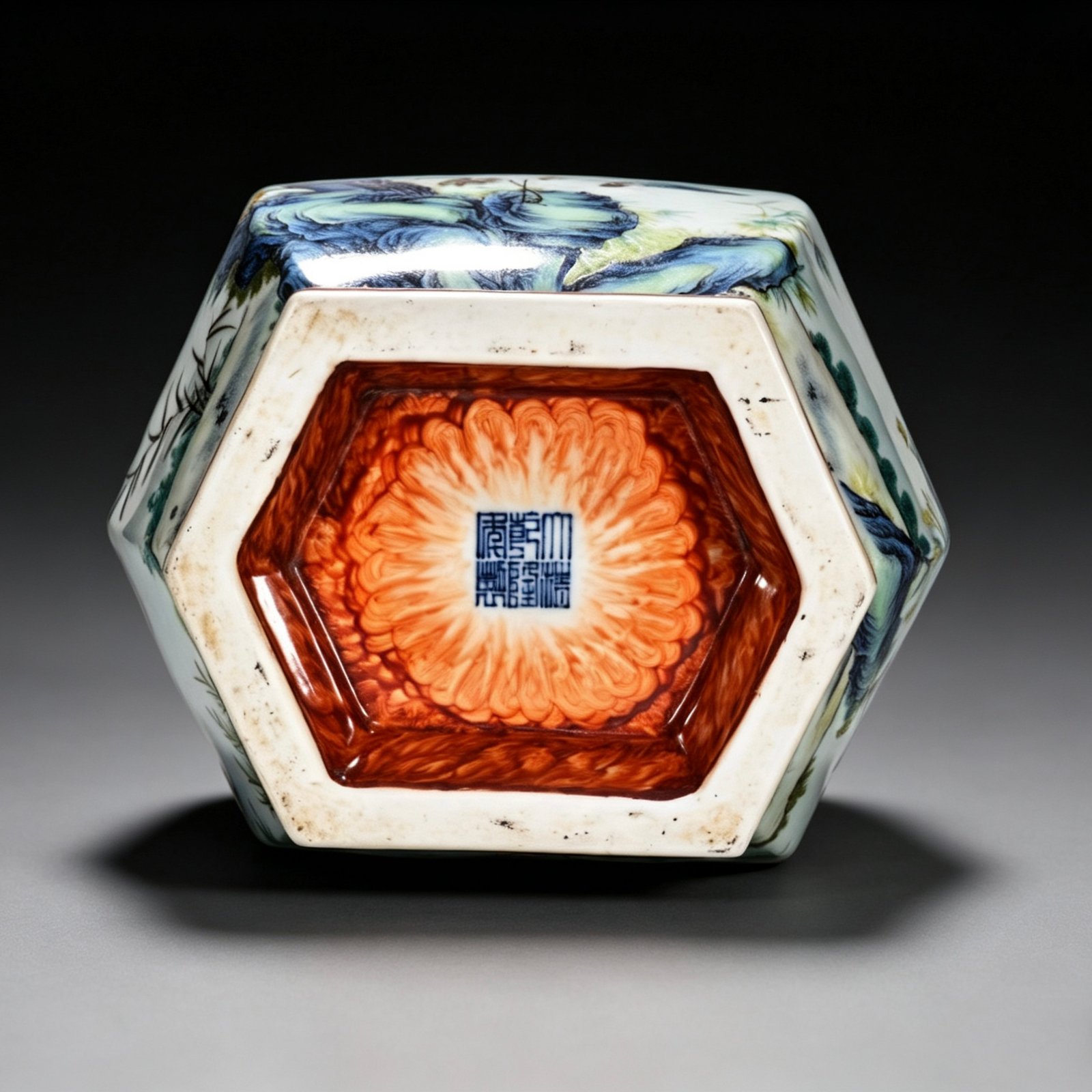 Qing Dynasty Qianlong enamel wood grain square vase
