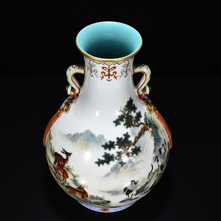 Qing Dynasty Qianlong enamel color ear vase