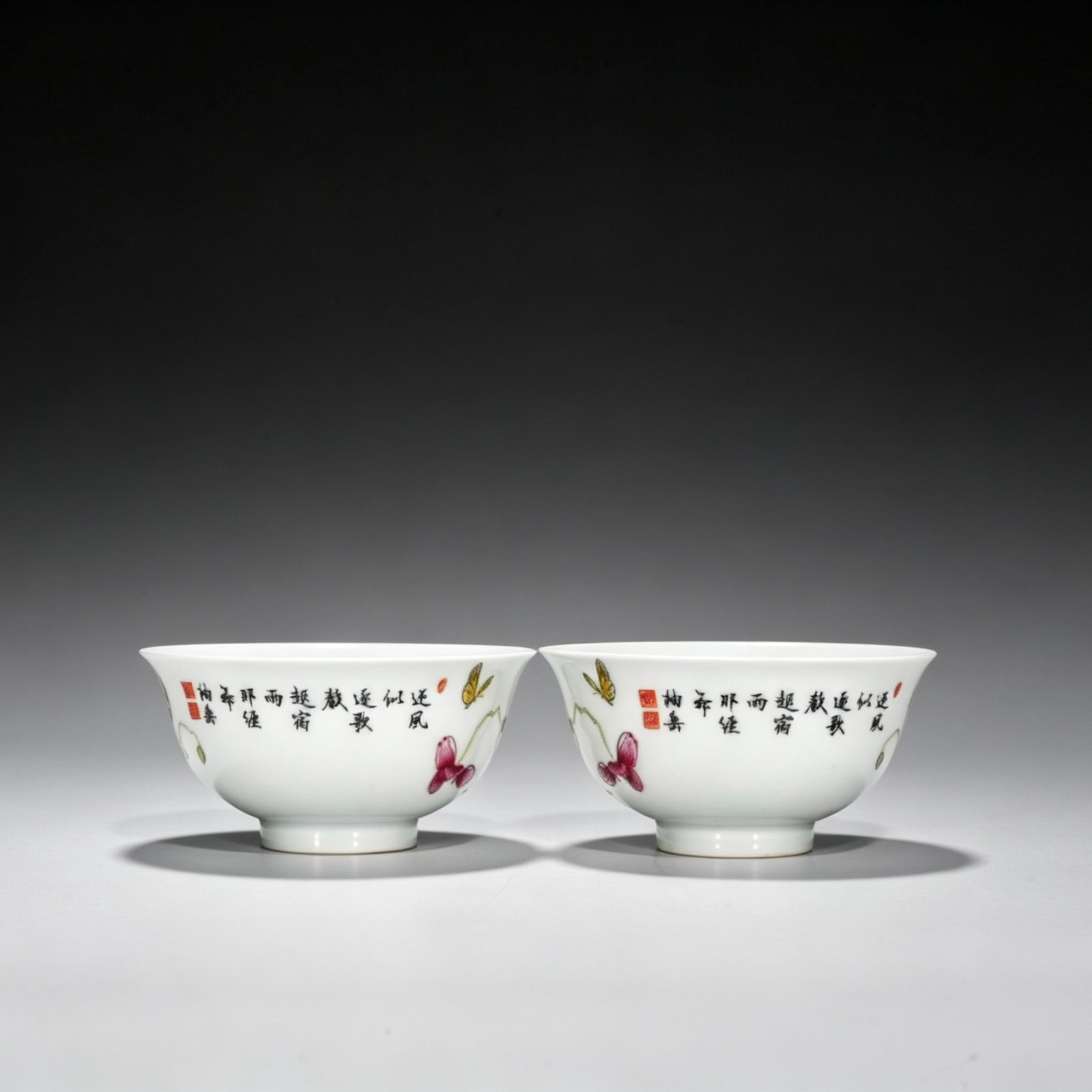 Qing Dynasty Qianlong enamel poppy flower pattern bowl