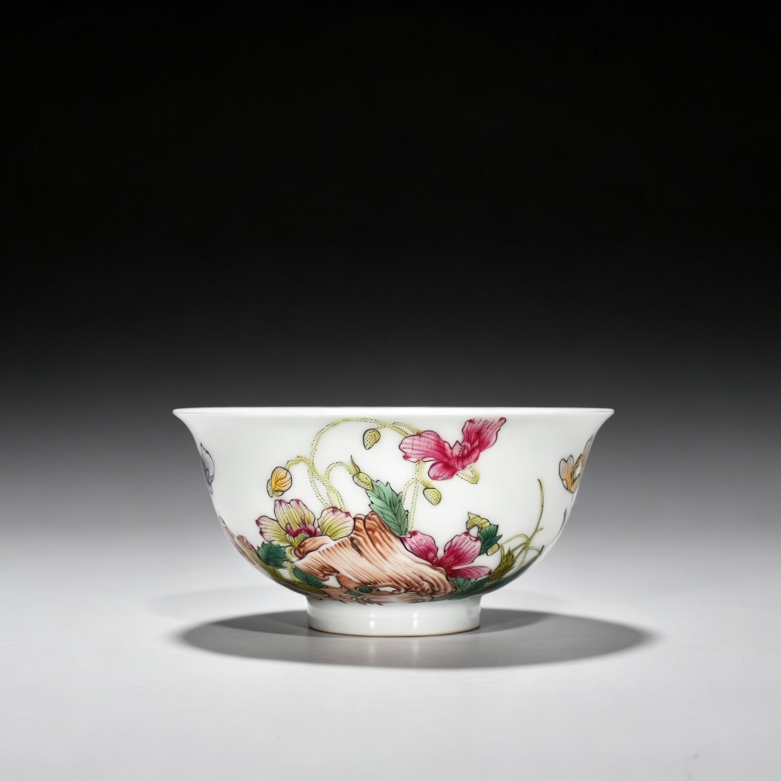 Qing Dynasty Qianlong enamel poppy flower pattern bowl