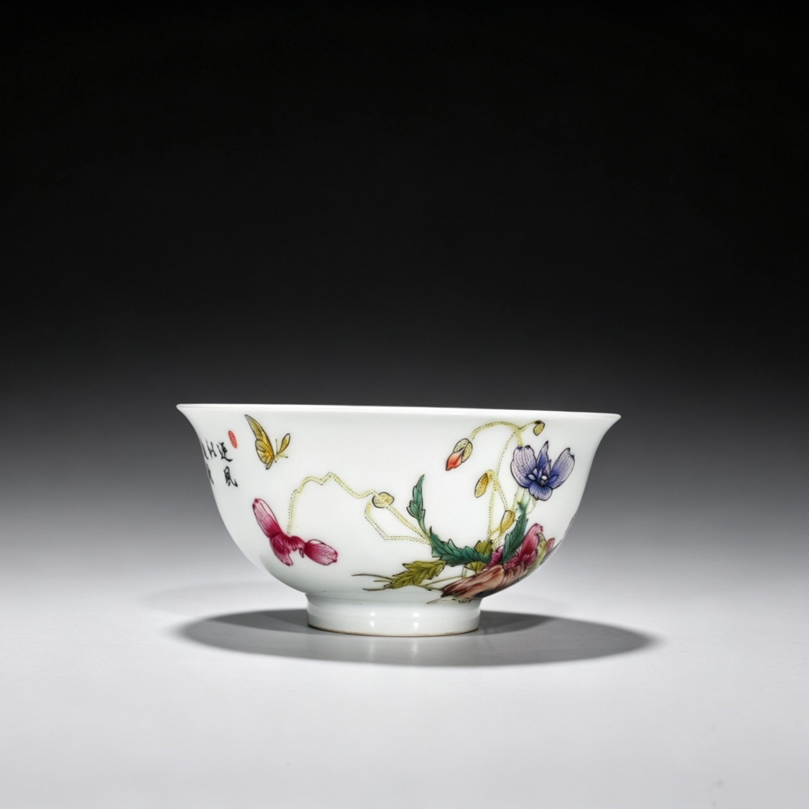 Qing Dynasty Qianlong enamel poppy flower pattern bowl
