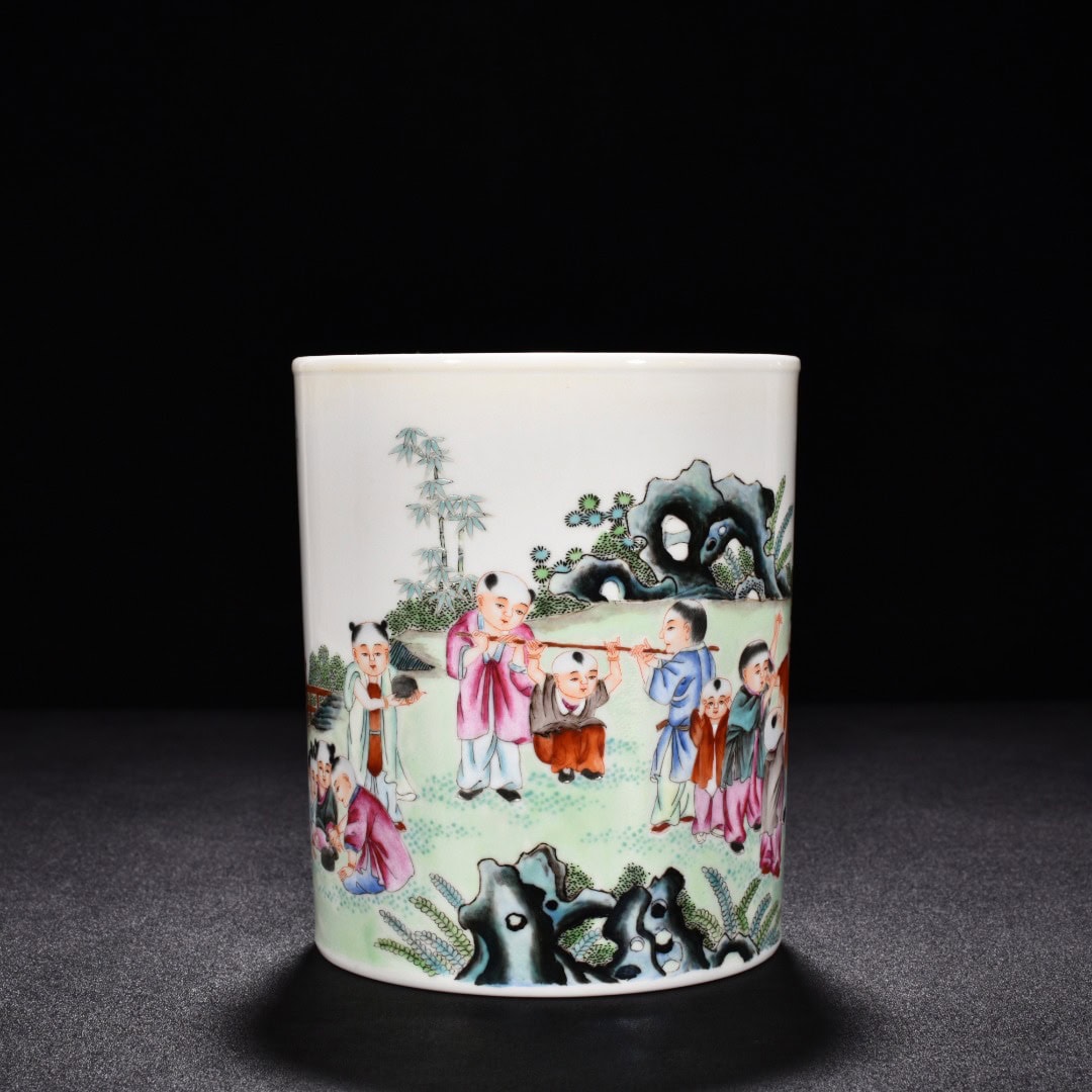 Qing Dynasty Qianlong pastel pen holder