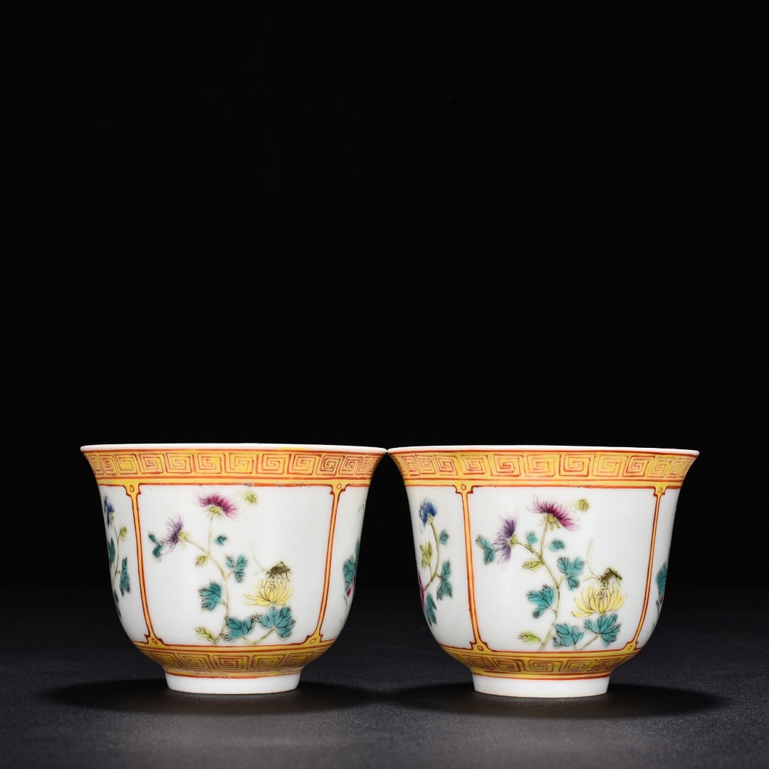 Qing Dynasty Qianlong pastel cup with four seasons flower