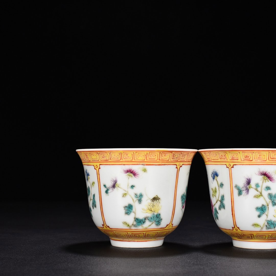 Qing Dynasty Qianlong pastel cup with four seasons flower
