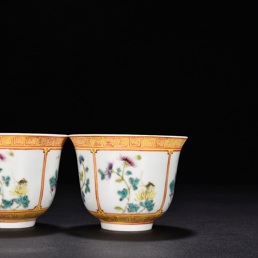 Qing Dynasty Qianlong pastel cup with four seasons flower