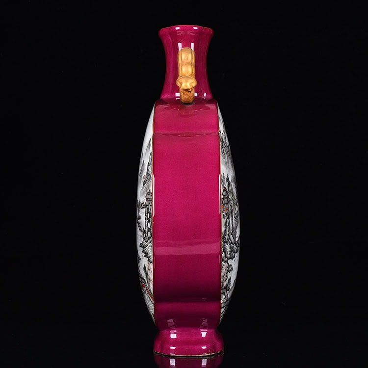 Qing Dynasty Qianlong rouge red glaze Ruyi’er flat vase