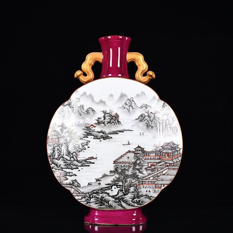 Qing Dynasty Qianlong rouge red glaze Ruyi’er flat vase