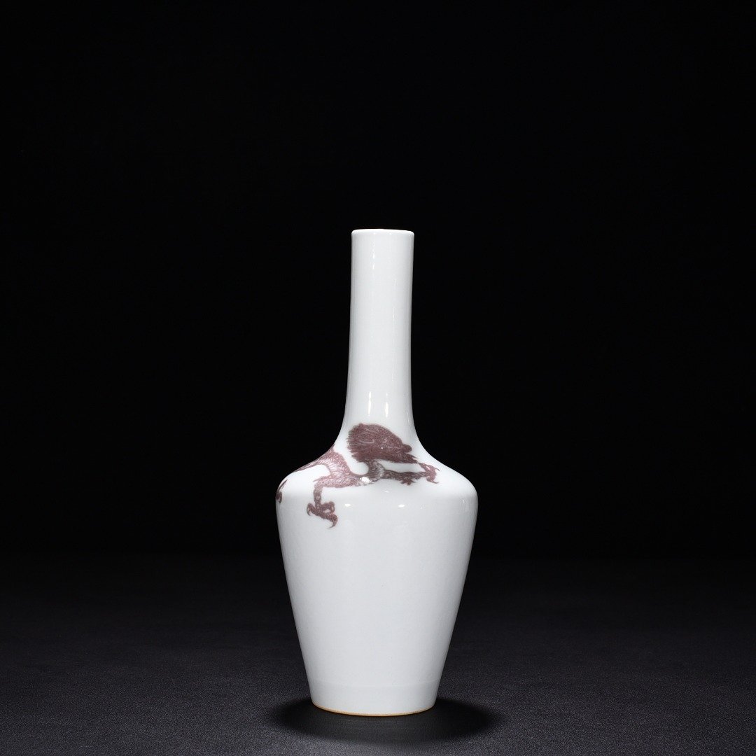 Qing Dynasty Kangxi underglaze red dragon vase