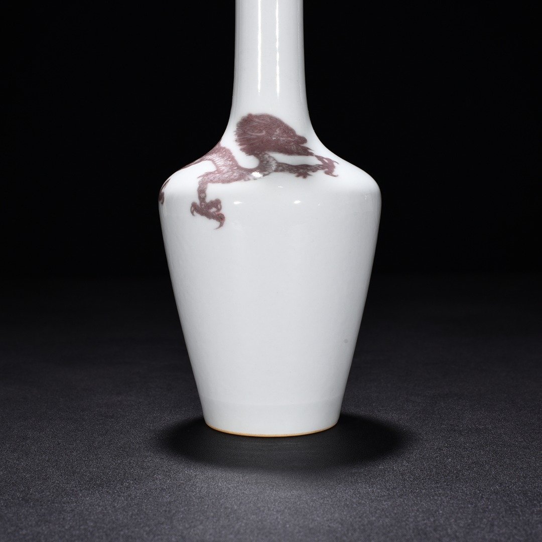 Qing Dynasty Kangxi underglaze red dragon vase