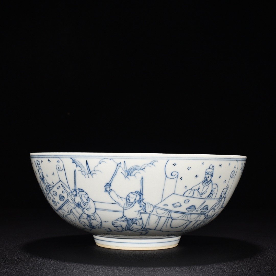 Qing Dynasty Kangxi blue and white line bowl