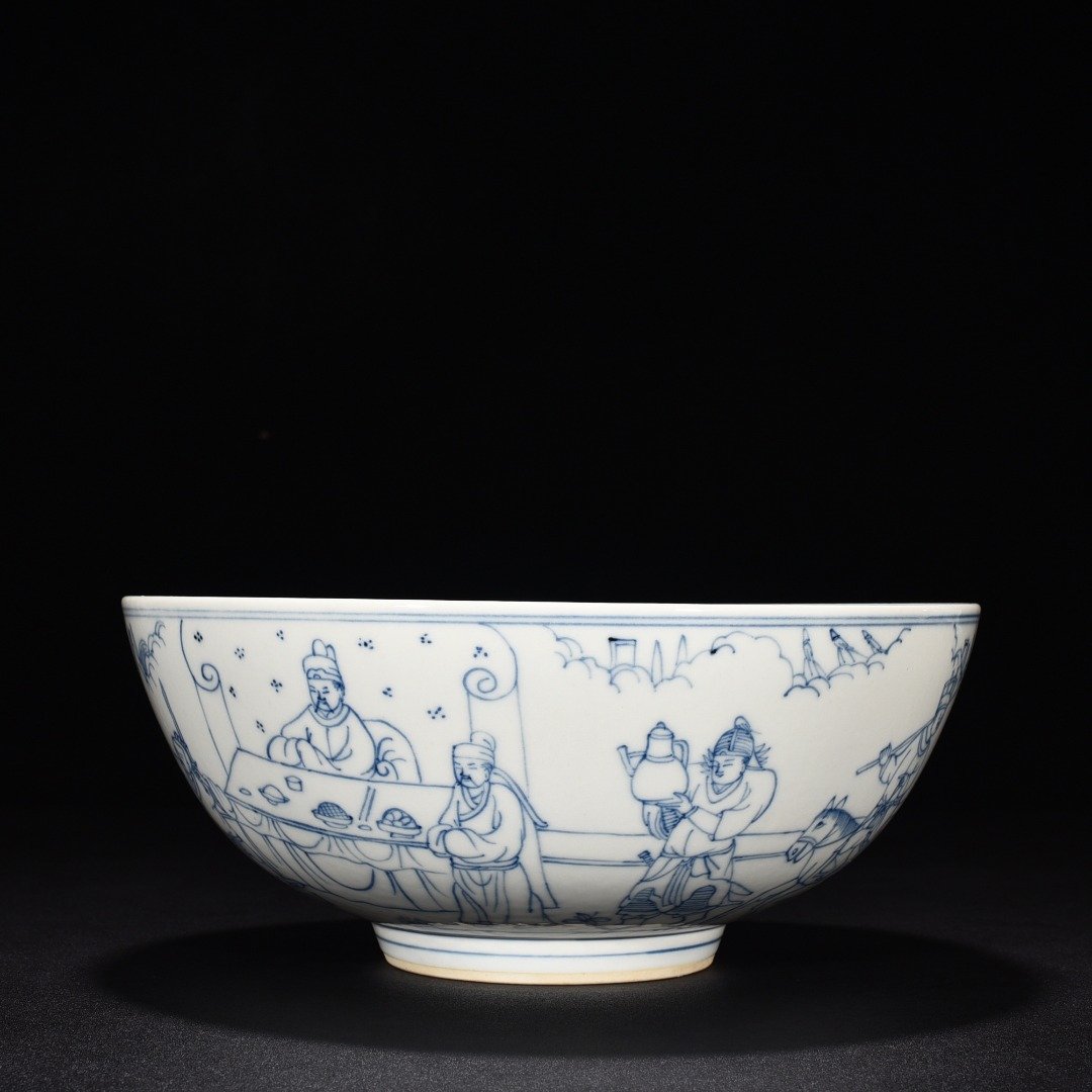 Qing Dynasty Kangxi blue and white line bowl