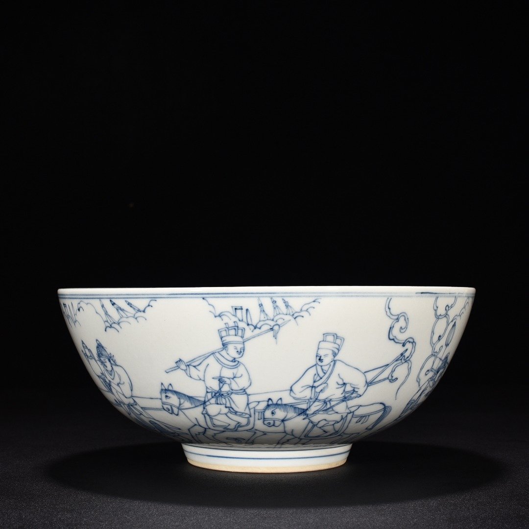 Qing Dynasty Kangxi blue and white line bowl