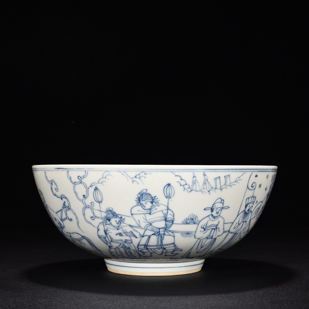 Qing Dynasty Kangxi blue and white line bowl