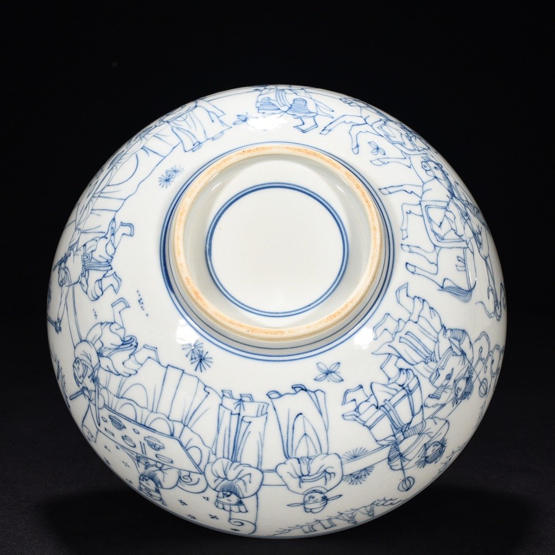 Qing Dynasty Kangxi blue and white line bowl