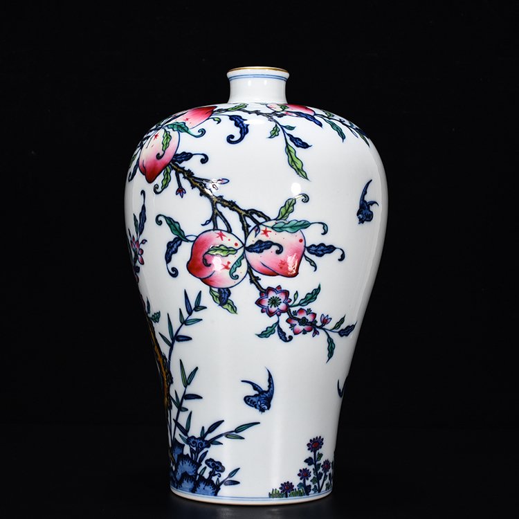 Qing Dynasty Yongzheng Doucai Fushou Ruyi Plum Vase