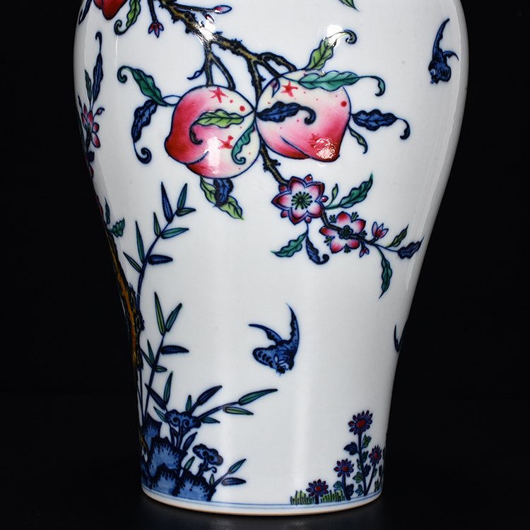 Qing Dynasty Yongzheng Doucai Fushou Ruyi Plum Vase