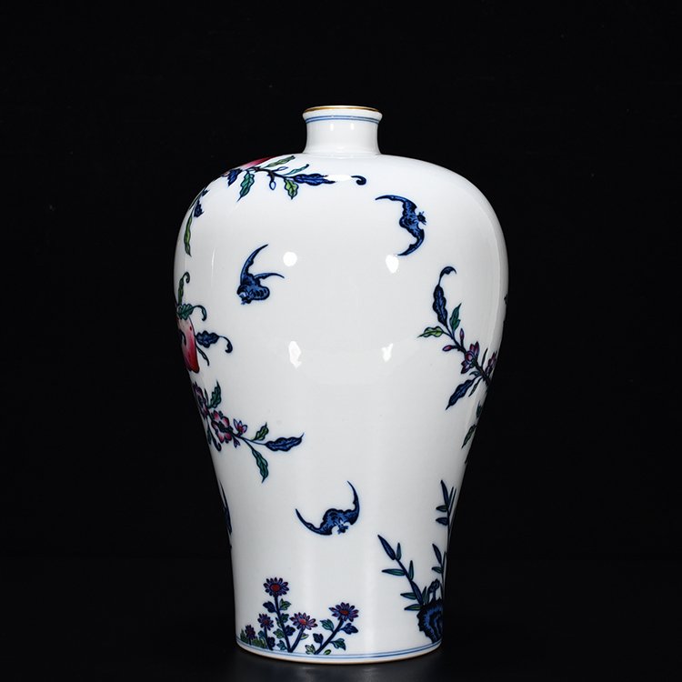 Qing Dynasty Yongzheng Doucai Fushou Ruyi Plum Vase