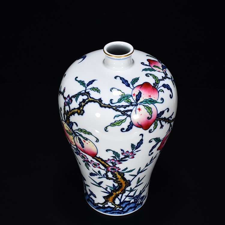 Qing Dynasty Yongzheng Doucai Fushou Ruyi Plum Vase